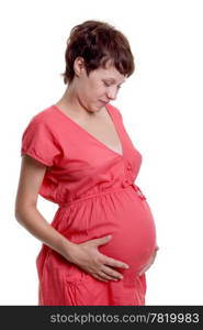 Hands of pregnant woman and her husband