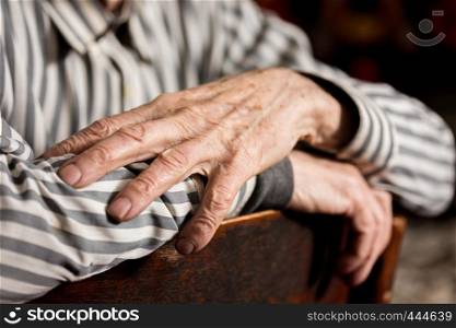 hands of senior man close-up