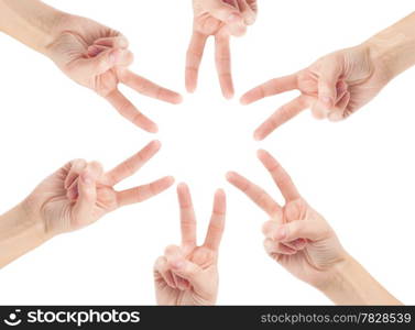 Hands of teamwork , forming the star shape