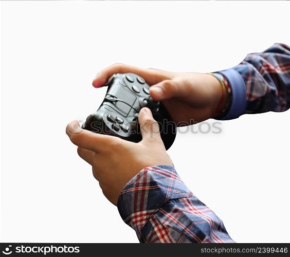 hands of teenager while playing with joystick. hands of teenager while playing with joystick-