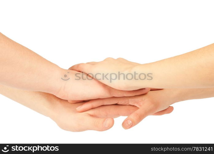 Hands on top of each other. Symbolic picture.