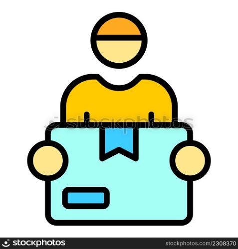 Hands parcel home delivery icon. Outline hands parcel home delivery vector icon color flat isolated. Hands parcel home delivery icon color outline vector