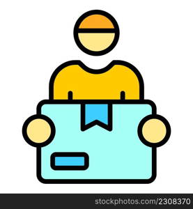 Hands parcel home delivery icon. Outline hands parcel home delivery vector icon color flat isolated. Hands parcel home delivery icon color outline vector
