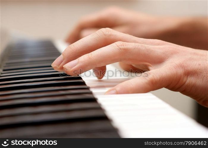 hands pianist playing music on the piano, hands and piano player, keyboard