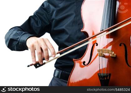 Hands playing cello at the concert