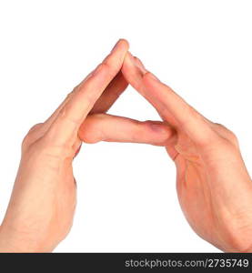 hands represents letter A from alphabet