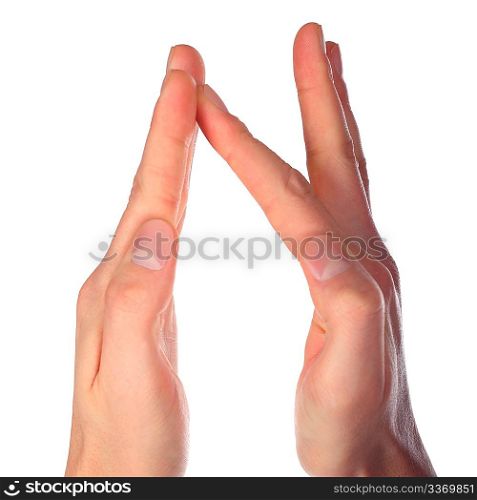 hands represents letter N from alphabet