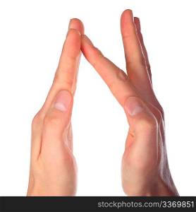 hands represents letter N from alphabet