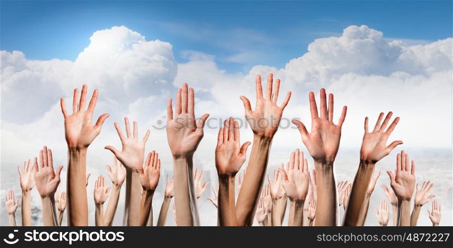 Hands showing gestures. Many of people hands showing different gestures
