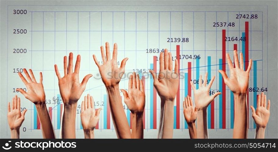 Hands showing gestures. Many of people hands showing different gestures
