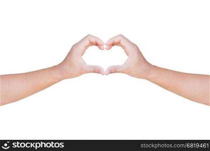Hands showing heart shape gesture with clipping path&#xA;