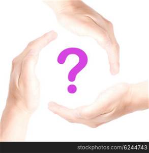 Hands surrounding a questionmark