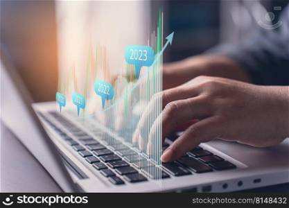 Hands typing on keyboard of Business finance and investment funds. Digital Assets. Stock Market Investments and finance technology. Trading view and forex graph analysis data.