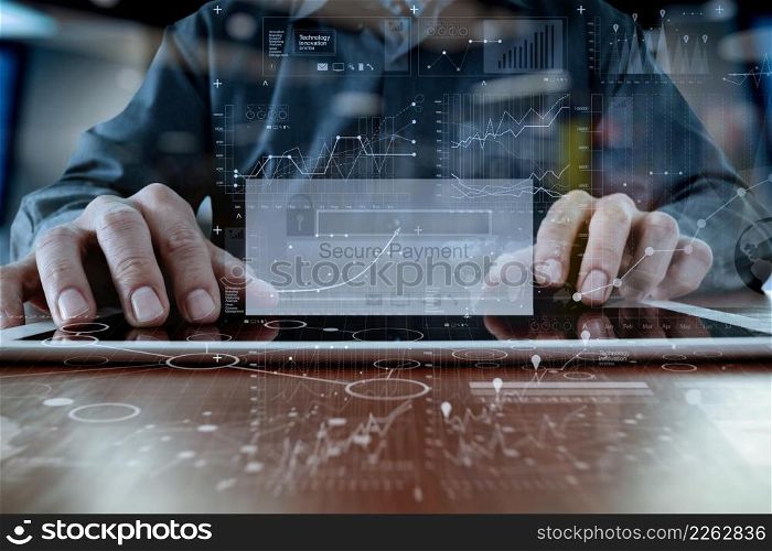 "hands using digital pro tablet with "Secure payment" on the screen as Online shopping concept"