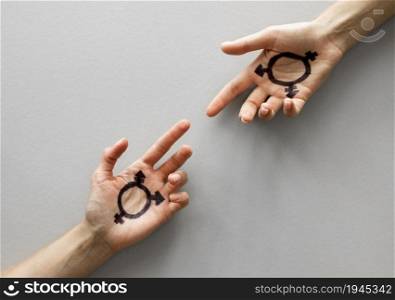 hands with transgender sign. High resolution photo. hands with transgender sign. High quality photo