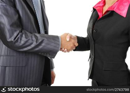 Handshake of business partners. Isolated on white background