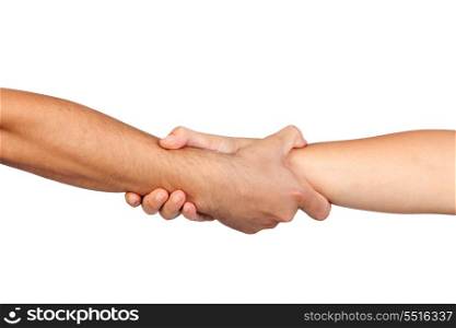 Handshake of friendship isolated on white background