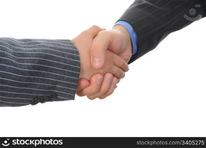 Handshake two business partners. Isolated on white background