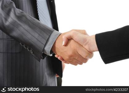 Handshake two business partners. Isolated on white background