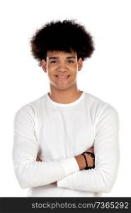 Handsome afro guy isolated on a white background