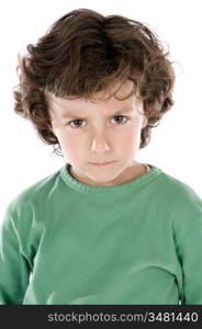 Handsome boy angry a over white background