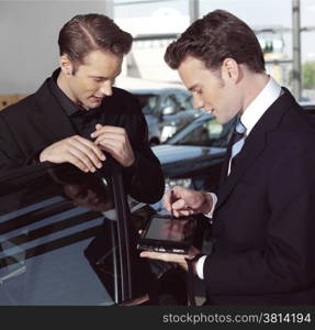 handsome business men with laptop computer