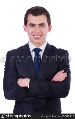 Handsome businessman isolated on the white