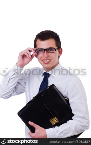 Handsome businessman isolated on the white