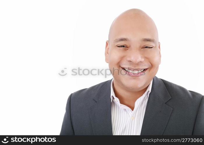 Handsome businessman smiling - isolated over a white background