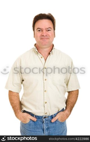 Handsome, casually dressed man in his early forties. Isolated on white.