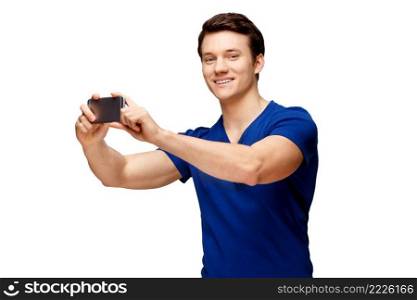 Handsome caucasian sporty man isolated over white background. Handsome man isolated over white background