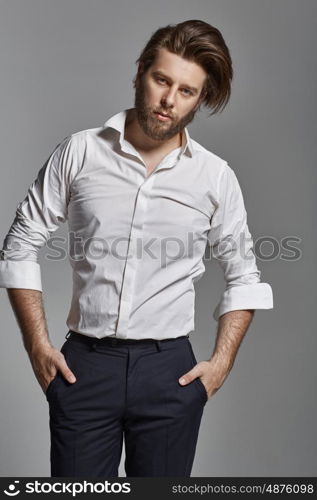 Handsome elegant man with a dense beard