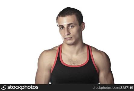 handsome guy in black-and-red undershirt (low saturation toning)
