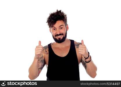 Handsome guy saying Ok isolated on a white background