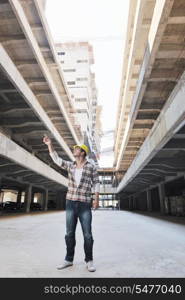 handsome hard worker people portrait at concstruction site