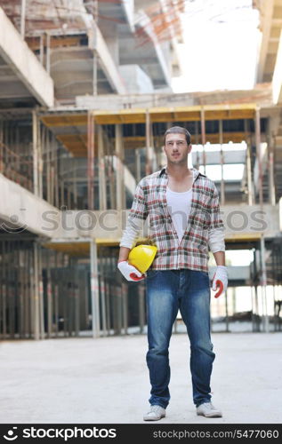 handsome hard worker people portrait at concstruction site