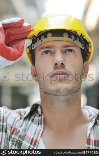 handsome hard worker people portrait at concstruction site