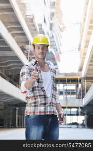 handsome hard worker people portrait at concstruction site