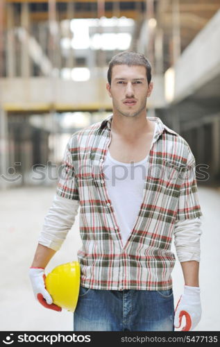 handsome hard worker people portrait at concstruction site