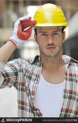 handsome hard worker people portrait at concstruction site