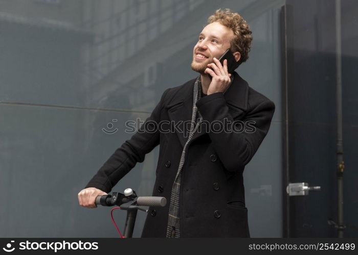 handsome male talking phone