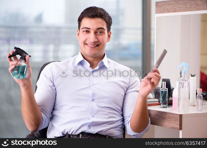 Handsome man in beauty salon