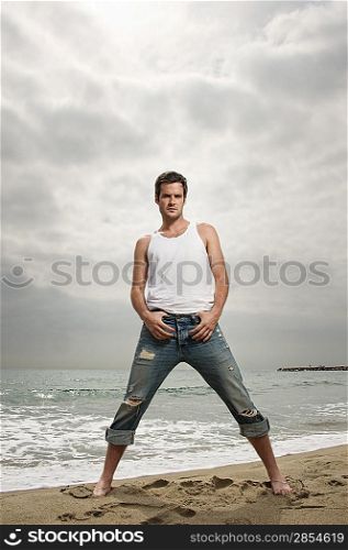 Handsome man on the beach
