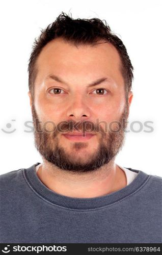 Handsome man with beard isolated on a white background