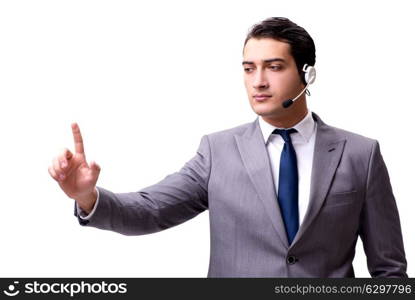 Handsome man with headset isolated on white