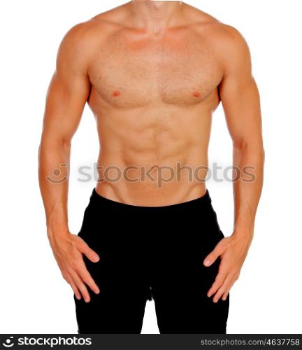 Handsome muscled men isolated on a white background