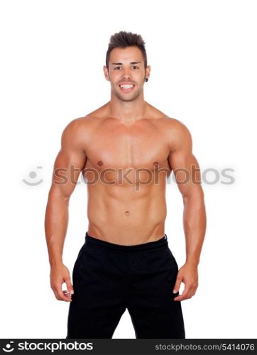 Handsome muscled men isolated on a white background