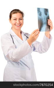 handsome smiling doctor with x-ray in hands