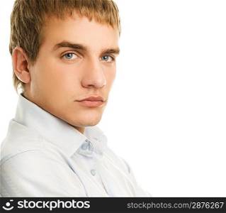 Handsome young business man isolated on white background
