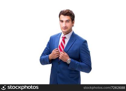Handsome young businessman isolated on white background. The handsome young businessman isolated on white background
